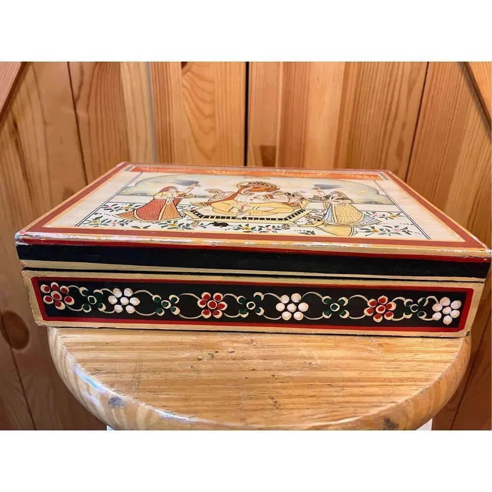 Handmade wood jewelry box from India (7612)
